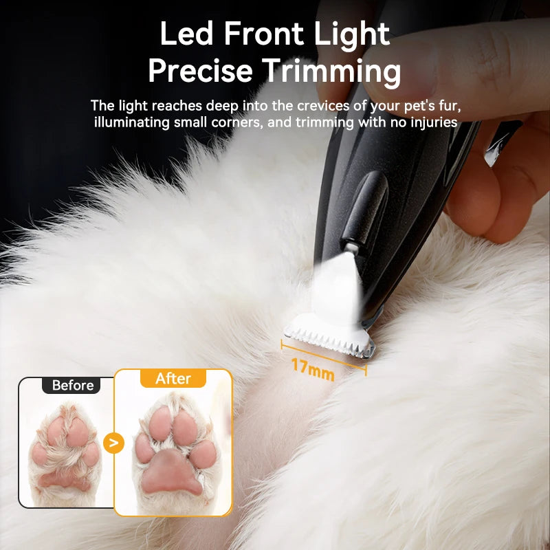 ROJECO Electric Pet Clipper For Dog Cat Claw Ear Hair Trimmer Rechargeable Adjustable Pet Haircut Care Shaver With Front Light