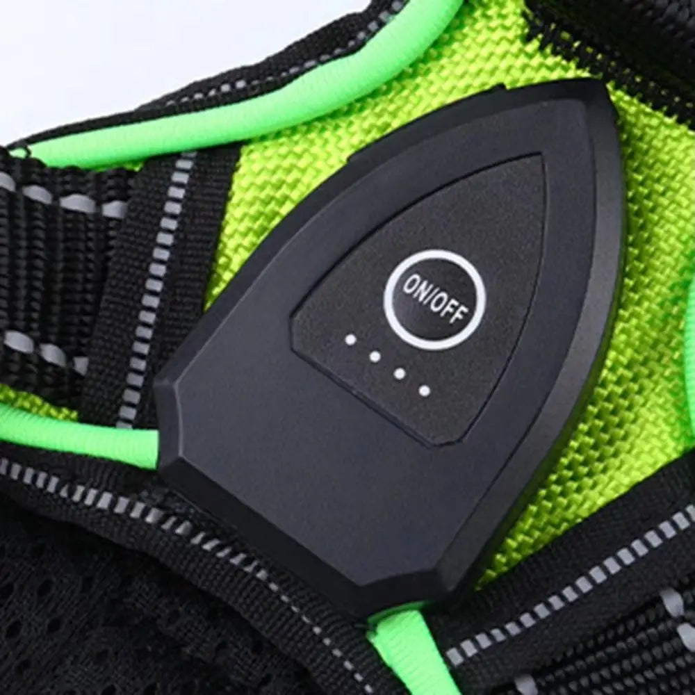 Light Up LED Dog Harness Adjustable Rechargeable Luminous Pet Chest Strap Flashing Padded Collar Dog Glow Vest for Night Walking