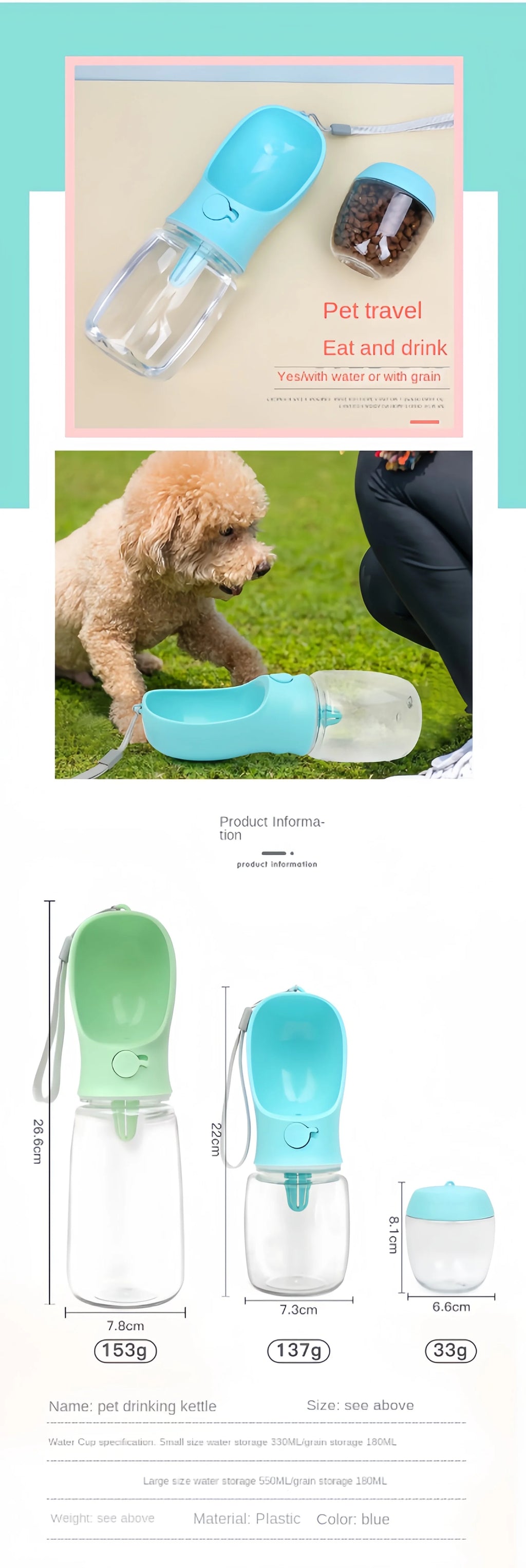 Portable Dog Water Bottle – Leak-Proof Pet Water Dispenser for Walking & Travel