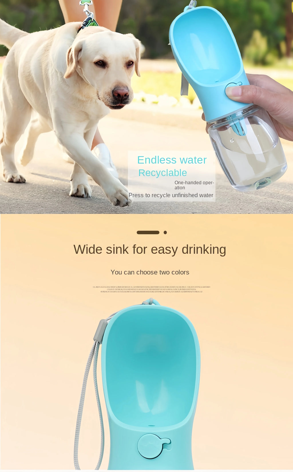 Portable Dog Water Bottle – Leak-Proof Pet Water Dispenser for Walking & Travel
