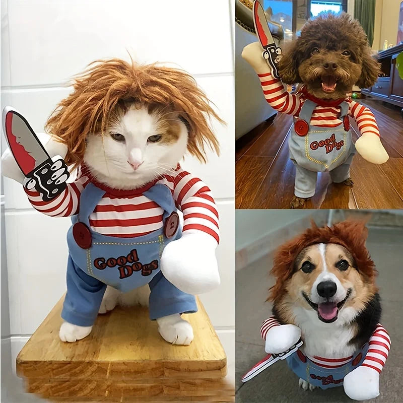Pet Halloween Costume – Scary Doll Costume for Dogs & Cats