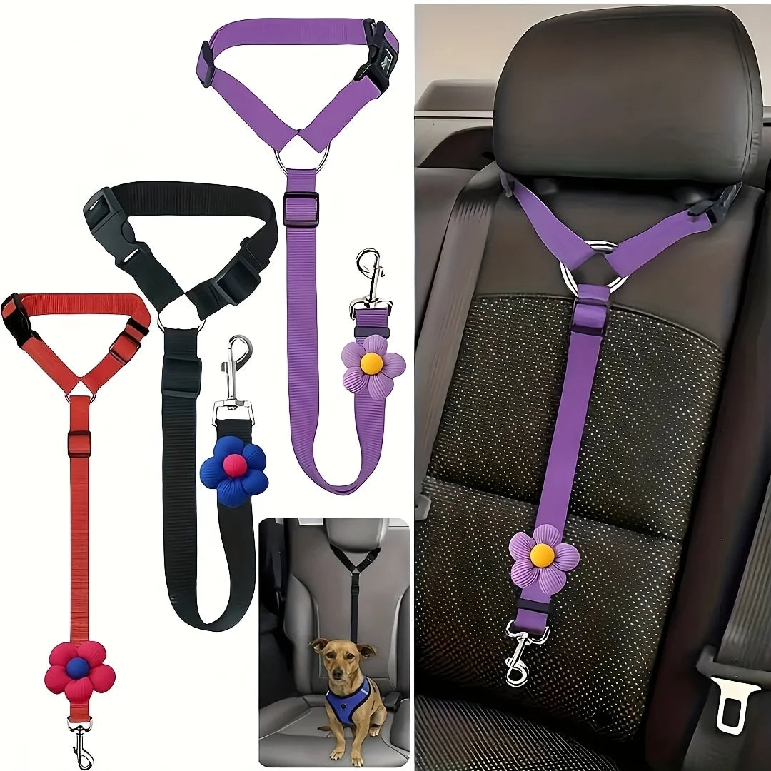 Dog Seat Belt for Car – Adjustable Safety Harness Leash for Travel