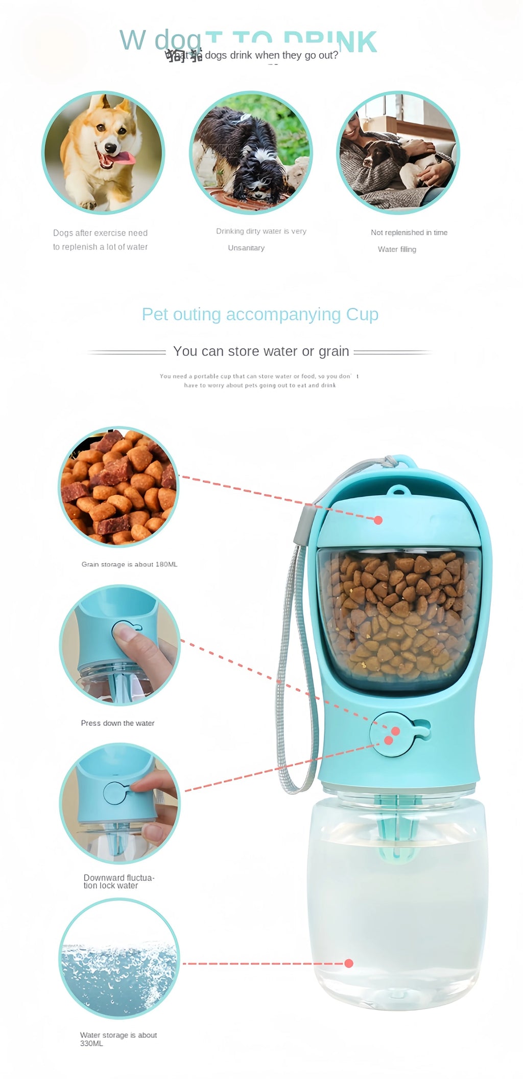 Portable Dog Water Bottle – Leak-Proof Pet Water Dispenser for Walking & Travel