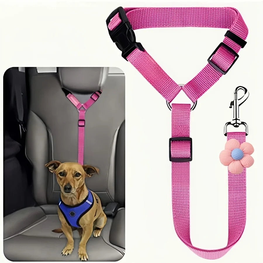 Dog Seat Belt for Car – Adjustable Safety Harness Leash for Travel