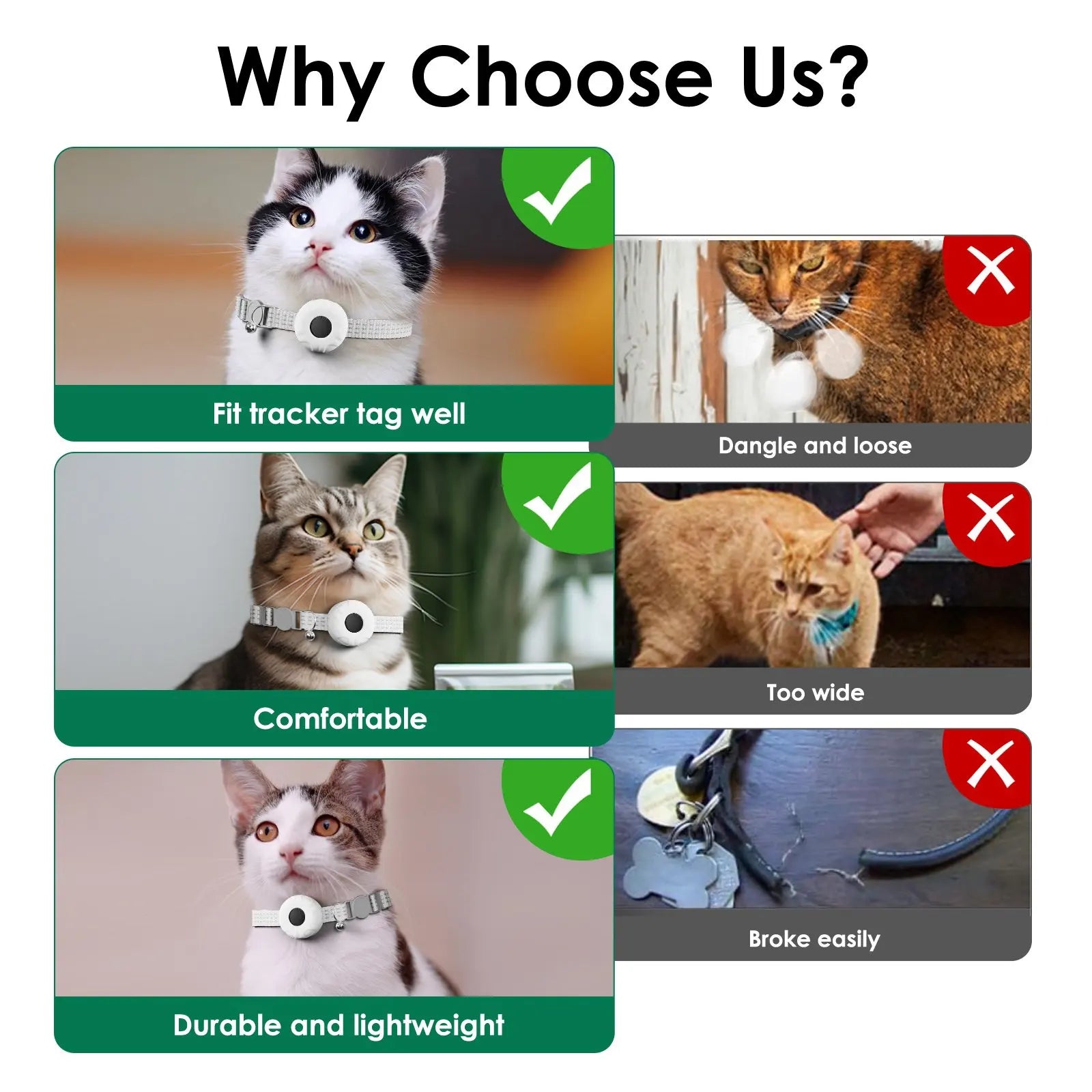 GPS Tracker, Waterproof Pet Tracker for Cats, Cat GPS Tracker Collar with Safety Elastic Buckle (Only iOS), No Monthly Fee
