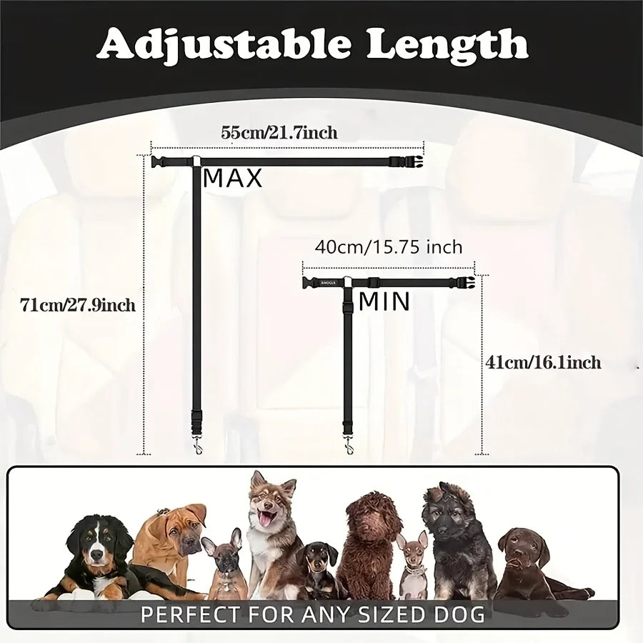 Dog Seat Belt for Car – Adjustable Safety Harness Leash for Travel