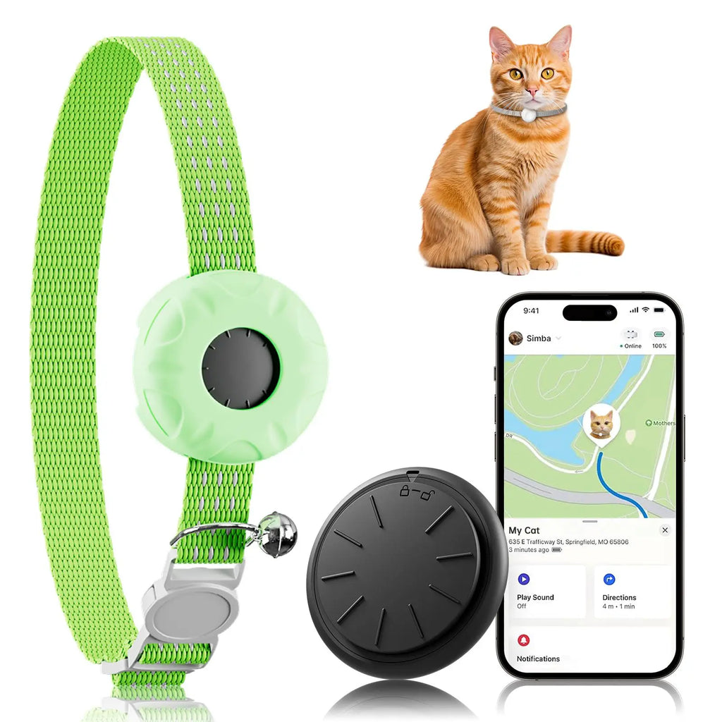 GPS Tracker, Waterproof Pet Tracker for Cats, Cat GPS Tracker Collar with Safety Elastic Buckle (Only iOS), No Monthly Fee